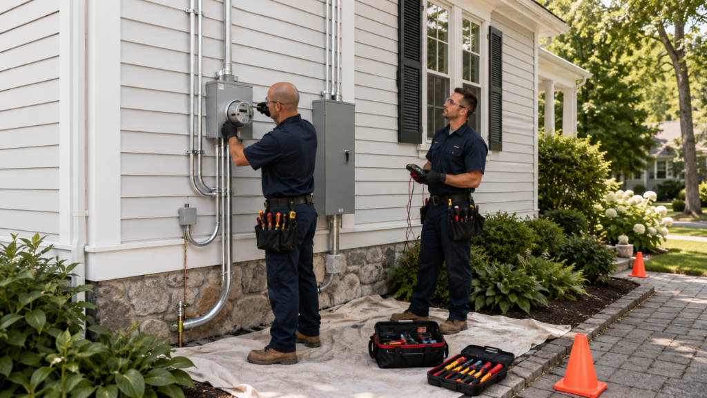 When you need professional electrical work in Winchester, Massachusetts, choosing an experienced and properly licensed electrician helps ensure that your home or business receives a safe, reliable, and properly planned solution. JA Electrical provides residential and commercial electrical services throughout Winchester and nearby Greater Boston communities. Led by Jose Alves, a licensed Journeyman and Master Electrician with more than 30 years of experience, JA Electrical handles electrical service calls, troubleshooting, small repairs, panel upgrades, 200-amp electrical service upgrades, lighting installation, remodeling projects, and new electrical services. Whether your property needs additional electrical capacity, a damaged component repaired, or complete electrical work for a renovation, our goal is to identify the actual need and complete the project with professional workmanship. Professional Electrical Services in Winchester, Massachusetts Modern homes use significantly more electricity than many older properties were originally designed to support. Kitchen appliances, central air-conditioning, electric heating, laundry equipment, home offices, entertainment systems, electric vehicle chargers, and remodeling projects can all increase electrical demand. JA Electrical provides services including: Electrical service calls Electrical troubleshooting Small electrical repairs 200-amp electrical service upgrades 400-amp electrical services Electrical panel replacement Service entrance improvements Meter equipment installation Grounding and bonding improvements Circuit breaker replacement Dedicated circuit installation Outlet and switch replacement Recessed lighting installation Ceiling fan installation Bath fan installation Kitchen electrical remodeling Bathroom electrical upgrades Bedroom and living room wiring New residential electrical services New commercial electrical services Single-phase electrical systems Three-phase electrical systems Every project begins with evaluating the existing electrical system, current demand, planned equipment, and long-term needs of the property. Residential Electrician in Winchester, MA A residential electrical system should provide dependable power without frequent breaker trips, flickering lights, overheating electrical devices, or circuits that cannot support normal household equipment. JA Electrical provides electrical services for: Single-family homes Condominiums Multifamily properties Rental units Older homes Renovated properties Finished basements Home additions Kitchen renovations Bathroom renovations Bedrooms and living rooms Home offices Garages and utility areas Whether the project involves one faulty outlet or a complete service upgrade, the work should improve safety, capacity, functionality, and long-term reliability. 200-Amp Electrical Service Upgrades in Winchester A 200-amp service upgrade can provide additional electrical capacity for modern appliances, renovations, heating and cooling equipment, and future electrical improvements. The service upgrade may involve more than replacing the electrical panel. Depending on the property, the project may include: Electrical load evaluation New 200-amp electrical panel New main breaker equipment Service entrance conductors Meter socket or meter equipment Exterior service conduit Grounding electrode system Bonding improvements New circuit breakers Circuit identification Coordination with the electric utility Permit and inspection requirements Testing of the completed installation The exact scope depends on the existing system and the configuration of the property. Why Upgrade to a 200-Amp Electrical Service? A property may benefit from additional electrical capacity when homeowners plan to install or expand equipment such as: Central air-conditioning Heat pumps Electric heating Electric ranges or wall ovens Electric dryers Hot tubs Finished basements Home additions Electric vehicle chargers Workshop equipment Home-office systems Additional kitchen appliances New lighting and dedicated circuits A 200-amp service upgrade does not automatically mean that every circuit inside the home must be replaced. The electrician should evaluate the complete system and determine which components are part of the service upgrade and which existing circuits can remain. Signs Your Electrical Service May Be Undersized Consider scheduling an electrical evaluation when you notice: Breakers frequently tripping Lights dimming when appliances start Limited room for additional circuits An older 60-amp or 100-amp service An outdated fuse box A crowded electrical panel Plans for a major renovation New high-demand appliances Installation of an EV charger New heating or cooling equipment Electrical issues affecting multiple rooms A panel that cannot support planned equipment These signs do not always mean a complete service upgrade is necessary. Professional load evaluation and troubleshooting can determine whether the property needs additional capacity, new circuits, panel replacement, or another repair. Electrical Load Evaluation Before recommending a service upgrade, the electrician should consider the property’s existing and planned electrical demand. An electrical load evaluation may account for: General lighting and receptacles Kitchen appliances Laundry equipment Heating systems Air-conditioning equipment Water heating Electric cooking equipment Home-office equipment Garage equipment EV charging Future renovations Commercial equipment when applicable The correct electrical service size should be based on the property’s actual requirements rather than guesswork. Electrical Panel Replacement The electrical panel distributes power throughout the property and contains the circuit breakers that protect individual circuits. Panel replacement may be appropriate when the existing panel is: Damaged Corroded Overcrowded Outdated Missing adequate breaker space Improperly installed Unable to support planned equipment Part of a larger service upgrade JA Electrical provides panel work that may include: Residential panel replacement Commercial panel replacement New main breaker panels Subpanel installation Circuit breaker replacement Circuit organization Circuit labeling Dedicated circuit installation Grounding and bonding improvements A panel replacement should be planned according to the property’s electrical service and circuit requirements. Meter and Service Entrance Improvements A complete electrical service upgrade may include exterior equipment between the utility connection and the main electrical panel. Depending on the property, this may involve: Meter socket replacement New exterior conduit Updated service entrance conductors Weatherproof fittings Service mast components Exterior disconnect equipment Grounding conductors Bonding connections New mounting hardware Coordination with utility requirements Exterior electrical equipment must be installed with components suitable for weather exposure and the specific service configuration. Grounding and Bonding Grounding and bonding are important parts of an electrical service. These systems help provide a controlled path for fault current and support the proper operation of breakers and other protective devices. A service upgrade may include evaluation or improvement of: Ground rods Grounding electrode conductors Water-pipe bonding Main panel bonding Grounding connections Service equipment Bonding of required metal systems Surge protection connections The existing property conditions determine what grounding and bonding work is necessary. Electrical Service Calls in Winchester Not every electrical issue requires a major upgrade. A professional service call allows an experienced electrician to inspect the affected circuit or equipment and determine the appropriate repair. JA Electrical provides service calls for problems such as: Breakers that repeatedly trip Outlets without power Switches that stopped working Flickering or dimming lights Partial power loss Buzzing electrical components Warm outlets or switches Damaged receptacles GFCI devices that will not reset Lighting fixtures that no longer work Bathroom fan problems Ceiling fan issues Electrical problems discovered during remodeling Breakers that will not remain on Circuits overloaded by appliances Repeatedly resetting a breaker without identifying the cause may leave the underlying problem unresolved. Professional troubleshooting can help determine whether the issue involves an overloaded circuit, damaged device, faulty appliance, loose connection, short circuit, ground fault, breaker, or electrical panel. Small Electrical Repairs Small electrical problems can become more disruptive when ignored. JA Electrical provides repairs such as: Replacing faulty outlets Installing new receptacles Replacing damaged switches Correcting loose electrical connections Replacing circuit breakers Repairing lighting circuits Installing light fixtures Troubleshooting non-working fans Adding dedicated circuits Replacing damaged electrical components Updating GFCI protection Improving AFCI protection where appropriate Correcting problems discovered during inspections Even a small repair should be completed using appropriate components and professional installation practices. Dedicated Circuit Installation Some appliances and equipment require dedicated electrical circuits. JA Electrical installs dedicated circuits for: Refrigerators Microwave ovens Dishwashers Electric ranges Wall ovens Laundry equipment Heating equipment Air-conditioning systems Home-office equipment Garage equipment Electric vehicle chargers Commercial appliances Specialized business equipment The breaker, conductor size, receptacle, and circuit capacity should match the electrical requirements of the equipment. EV Charger Electrical Preparation Installing a Level 2 EV charger may require a dedicated 240-volt circuit and sufficient available electrical capacity. JA Electrical can evaluate: Existing panel capacity Available breaker space Electrical load Charger location Wiring route Indoor or outdoor installation Dedicated circuit requirements Disconnect requirements when applicable Future charging needs Some properties can support an EV charger without a complete service upgrade, while others may require additional electrical capacity. The correct solution should be based on a professional evaluation. Electrical Services for Older Homes Older homes may have been renovated, expanded, or modified several times. As modern appliances, lighting, cooling equipment, home offices, and additions are installed, the electrical system may need updates. JA Electrical can evaluate concerns such as: Limited outlet locations Overloaded circuits Frequently tripping breakers Insufficient kitchen circuits Missing dedicated circuits Older switches and receptacles Outdated electrical panels Limited room for new breakers Electrical issues discovered during remodeling Lighting systems that need modernization Insufficient electrical service capacity The appropriate solution may involve replacing devices, adding circuits, improving electrical distribution, upgrading the panel, or completing a larger service upgrade. Kitchen Electrical Remodeling Kitchen renovations frequently require new circuits, outlets, lighting, appliance connections, and electrical protection. JA Electrical provides kitchen electrical services such as: Dedicated appliance circuits Countertop receptacles GFCI-protected outlets Recessed lighting Pendant lighting Under-cabinet lighting Dimmer switch installation Island outlets Microwave circuits Refrigerator connections Dishwasher connections Electrical work for cooking equipment Panel improvements related to the renovation Service-capacity evaluation Planning the electrical system early helps ensure that appliances, fixtures, outlets, and switches are positioned correctly. Bathroom Electrical Services Bathroom electrical work may involve ventilation, lighting, receptacles, switches, timers, and electrical protection. JA Electrical provides: Bath fan installation Bath fan replacement Vanity lighting Recessed lighting Wall sconce installation GFCI-protected receptacles New switches and controls Timer installation Fan-and-light combination installation Electrical work for bathroom renovations Professional installation helps create a bathroom that is properly illuminated, ventilated, and convenient to use. Bath Fan Installation in Winchester A properly operating bath fan helps remove humidity and improve airflow. Excess bathroom moisture may contribute to: Condensation Peeling paint Unpleasant odors Moisture accumulation Damage to walls and ceilings JA Electrical installs and replaces bath fans in existing bathrooms, remodeled spaces, condominiums, rental units, and residential properties. The fan should be securely installed, correctly wired, and connected to an appropriate switch, timer, or control. Recessed Lighting Installation Recessed lighting can improve illumination while maintaining a clean and modern appearance. JA Electrical installs recessed lighting in: Kitchens Living rooms Bedrooms Bathrooms Hallways Finished basements Home offices Dining rooms Condominiums Commercial interiors A professional lighting layout should consider: Room dimensions Ceiling height Fixture spacing Furniture placement Natural light Dimmer compatibility Desired brightness Existing electrical circuits A properly planned layout helps reduce dark areas, glare, and uneven illumination. Ceiling Fan Installation Ceiling fans can improve comfort and air circulation in bedrooms, living rooms, home offices, and other interior areas. JA Electrical installs and replaces ceiling fans while checking that: The electrical box is rated for fan support The mounting hardware is secure The wiring is properly connected The wall switch or remote operates correctly The fan runs without unnecessary movement A standard light-fixture box may not be designed to support the weight and motion of a ceiling fan. Home Additions and Finished Basements Home additions and finished basements can significantly increase the electrical needs of a property. JA Electrical provides electrical work for: New lighting Receptacle circuits Dedicated equipment circuits Heating and cooling equipment Bedrooms Bathrooms Home offices Entertainment areas Laundry spaces Kitchenettes Smoke and carbon-monoxide device wiring when included in the project Panel and service-capacity evaluation Electrical planning should begin early so the circuits and service can be sized according to the finished space. Electrical Work for Remodeling and Renovations Electrical work should be coordinated with the rest of the remodeling project from the beginning. JA Electrical provides renovation electrical services for: Kitchens Bathrooms Bedrooms Living rooms Finished basements Home additions Condominiums Rental units Offices Retail locations Commercial interiors Renovation services may include: New lighting layouts Additional receptacles Dedicated circuits Switch and dimmer installation Appliance connections Bath fans Ceiling fans Panel improvements Service upgrades New residential electrical services New commercial electrical services JA Electrical works with homeowners, contractors, landlords, property managers, and business owners to coordinate the electrical portion of the project. Commercial Electrician in Winchester, MA Commercial properties depend on reliable electrical systems for lighting, computers, appliances, equipment, security systems, ventilation, and daily operations. JA Electrical provides commercial electrical services for: Offices Retail stores Restaurants Small businesses Mixed-use properties Multifamily buildings Commercial renovations Property management companies Contractors Commercial services may include: Electrical troubleshooting Small commercial repairs Interior lighting Exterior lighting LED lighting upgrades Dedicated equipment circuits Electrical panel upgrades New commercial electrical services 200A and 400A installations Single-phase systems Three-phase systems Remodeling and renovation wiring Business-hours emergency calls Professional troubleshooting can help identify electrical problems and reduce unnecessary interruption to business operations. 400-Amp and Larger Electrical Services Some larger residences and commercial properties may require more than a 200-amp service. Additional capacity may be necessary for properties with: Multiple HVAC systems Electric heating Large kitchens Workshops Multiple EV chargers Commercial equipment Multifamily electrical demand Large additions Significant future expansion JA Electrical works with 400-amp and larger electrical services when required. The correct capacity should be based on the property’s electrical load and project requirements. Single-Phase and Three-Phase Electrical Services Different properties and equipment may require different types of electrical service. Single-phase systems are common in residences and many smaller commercial properties. Three-phase systems may be used in commercial locations operating larger equipment or requiring greater capacity. JA Electrical works with: Single-phase residential services Single-phase commercial services Three-phase commercial systems 200A electrical services 400A electrical services Larger electrical services when required Panel and service upgrades Dedicated equipment circuits The appropriate system should be selected according to the property’s electrical load and equipment requirements. Business-Hours Emergency Electrical Calls Some electrical problems require faster attention than routine installations. JA Electrical provides urgent service calls during business hours, based on availability, for situations such as: Unexpected power loss Partial power loss Breakers that will not reset Hot outlets or switches Burning electrical odors Buzzing electrical equipment Sparking components Electrical problems interrupting business operations When there is active smoke, fire, severe sparking, or an immediate danger to people or property, occupants should move to a safe location and contact emergency services. Why Choose JA Electrical? Electrical service upgrades require experience, careful planning, and an understanding of the complete electrical system. JA Electrical offers: More than 30 years of electrical experience Leadership by Jose Alves Licensed Journeyman Electrician expertise Licensed Master Electrician expertise Residential electrical services Commercial electrical services 200A and 400A service experience Panel replacement Service calls and troubleshooting Small repairs and complete installations Single-phase and three-phase experience Remodeling and renovation services Clear communication Reliable workmanship Safety-focused electrical solutions Our goal is to identify the actual electrical need and provide a practical, dependable solution for the property. Frequently Asked Questions How do I know whether my home needs a 200-amp service? A professional evaluation can consider your existing service size, electrical load, panel condition, planned appliances, heating and cooling equipment, EV charging, and future renovations. Is upgrading the panel the same as upgrading the electrical service? Not always. A panel replacement may involve only the interior distribution equipment. A complete service upgrade can also include meter equipment, service conductors, grounding, exterior conduit, and utility coordination. Can you upgrade a 100-amp service to 200 amps? Yes. JA Electrical provides 100A-to-200A service upgrades when appropriate for the property and project requirements. Do I need a service upgrade for an EV charger? Not necessarily. Some properties have enough available capacity, while others may need load management, a panel improvement, or a complete service upgrade. Can you install a 400-amp electrical service? Yes. JA Electrical works with 400A and larger services when required. The correct capacity depends on the electrical load and property requirements. How long does a service upgrade take? The schedule depends on the existing system, project scope, utility coordination, permits, inspections, and equipment requirements. The property should be evaluated before providing a project timeline. Do you provide small electrical repairs in Winchester? Yes. JA Electrical repairs outlets, switches, breakers, fixtures, fans, lighting circuits, and other common electrical components. Do you provide commercial electrical services? Yes. We provide troubleshooting, repairs, lighting, dedicated circuits, service upgrades, new electrical installations, remodeling, and single-phase or three-phase electrical work. Are emergency electrical calls available 24 hours a day? JA Electrical currently provides urgent electrical calls during business hours, based on availability. The company should not be advertised as providing 24/7 emergency service unless that schedule is officially offered. Schedule Electrical Service in Winchester, MA Whether you need a 200-amp electrical service upgrade, panel replacement, dedicated circuit, service call, lighting installation, or remodeling work, JA Electrical is ready to help. JA Electrical provides residential and commercial electrical services throughout Winchester, Massachusetts, including repairs, troubleshooting, panel upgrades, service upgrades, lighting, remodeling, and new electrical installations. Need an Electrician in Winchester? Call JA Electrical at (774) 930-5956 to schedule a service call, request an estimate, or discuss your electrical service upgrade.
